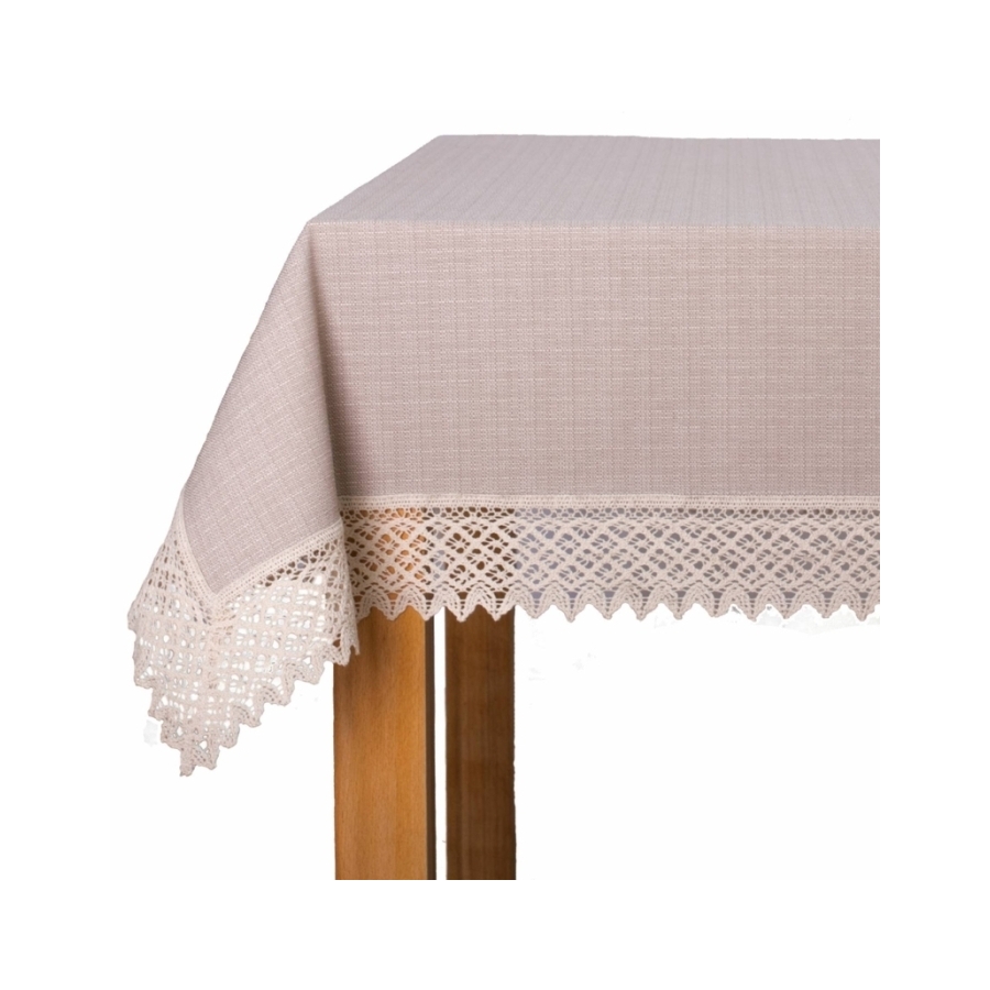 Obrus plamoodporny P130 cappucino z koronką K307, prostoką