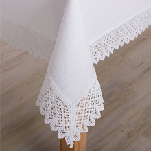 Obrus plamoodporny P130 cappucino z koronką K307, prostoką