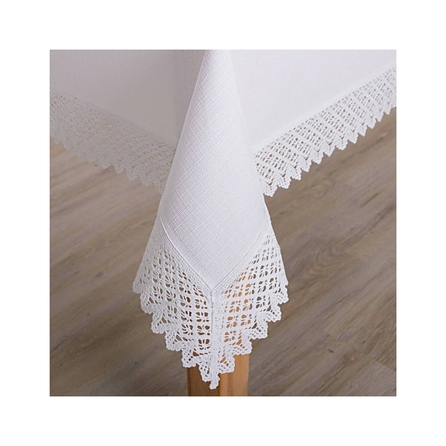 Obrus plamoodporny P130 cappucino z koronką K307, prostoką