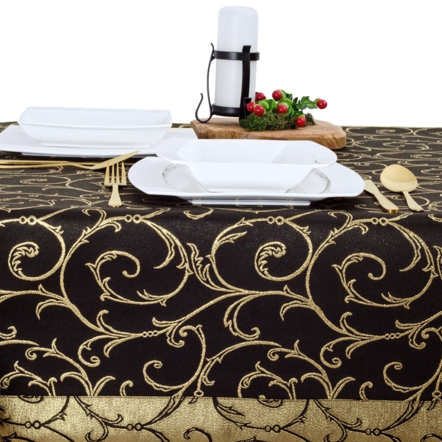 Obrus plamoodporny LX-6184-1268 czarno-złoty O5, prostokąt