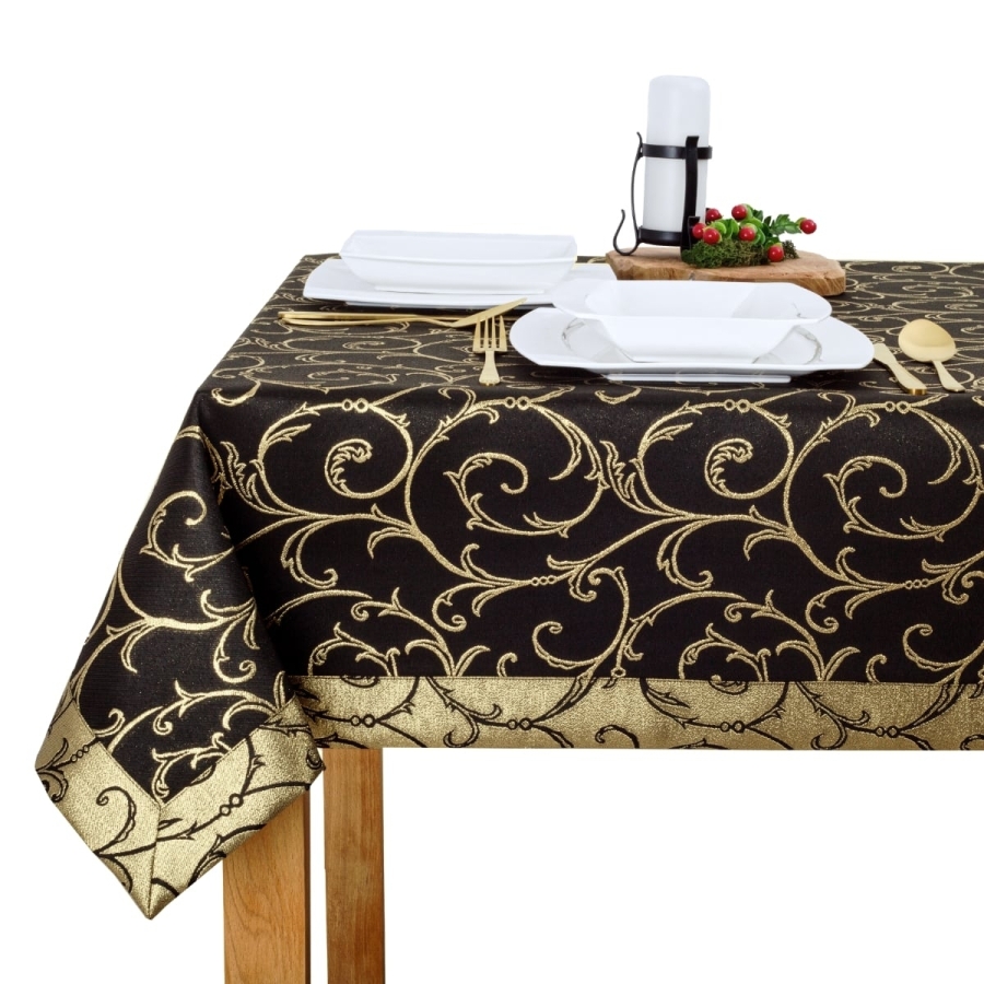 Obrus plamoodporny LX-6184-1268 czarno-złoty O5, prostokąt