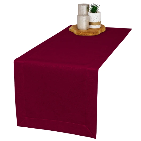 Bieżnik plamoodporny z mankietem O3 Marmurek bordo (354)