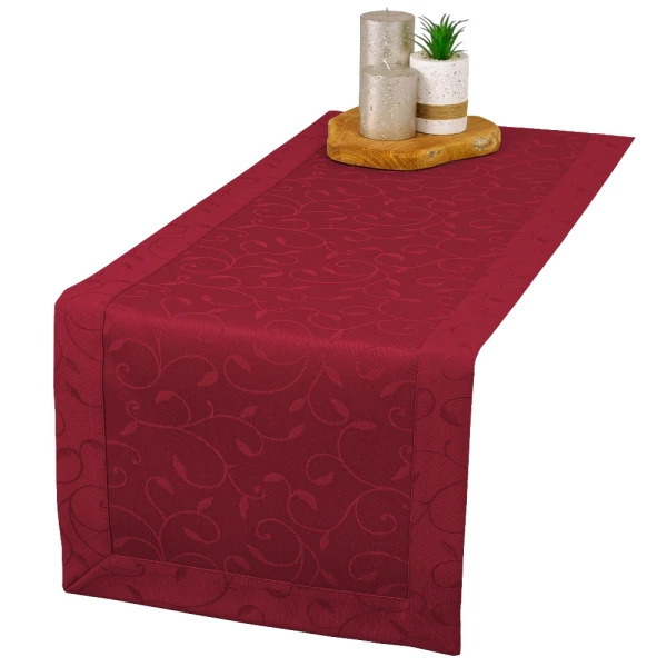 Bieżnik plamoodporny Dafne bordowy (2043) O5