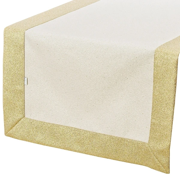 Bieżnik plamoodporny Złoty Błysk z mankietem O5