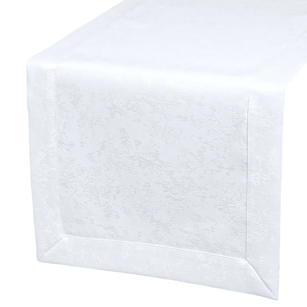 Bieżnik plamoodporny z mankietem O3 Marmurek biały (2000)