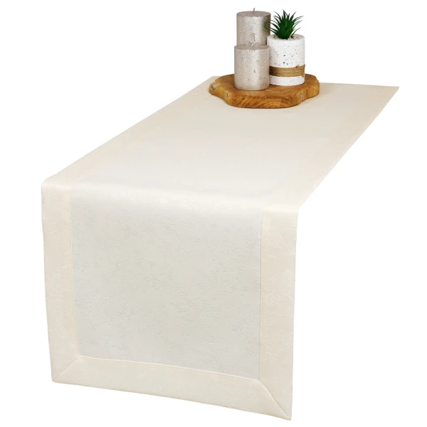 Bieżnik plamoodporny z mankietem O3 Marmurek ecru (377)