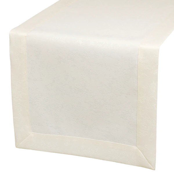 Bieżnik plamoodporny z mankietem O3 Marmurek ecru (377)