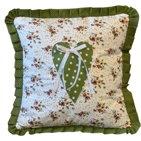 Poszewka Zielone Serduszko - kwiatki